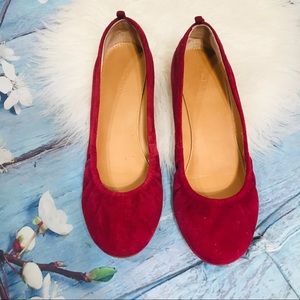 J. Crew red suede flats sz6.5